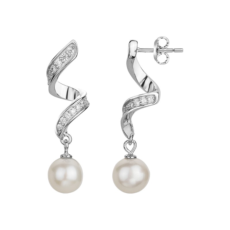 Boucles d'oreilles en Argent avec perle d'eau douce blanc