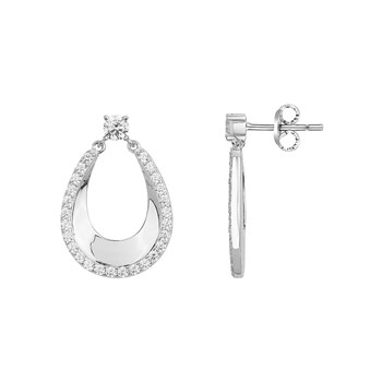Zilveren oorbellen met wit zirkoniumoxide