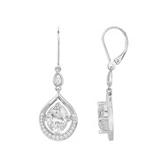 Boucles d'oreilles dormeuses en Argent avec oxyde de zirconium blanc