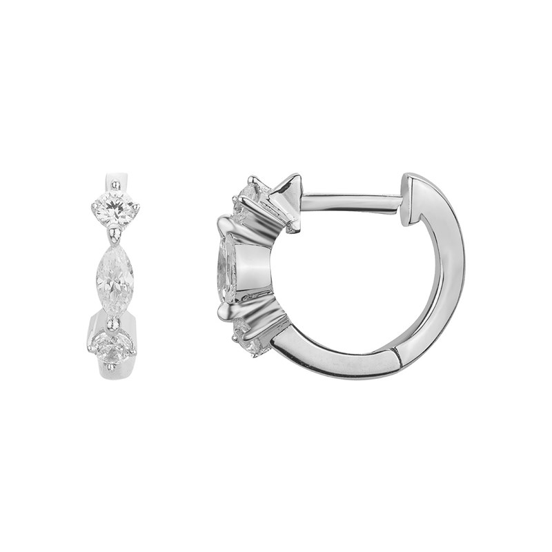 Boucles d'oreilles en Argent avec oxyde de zirconium blanc