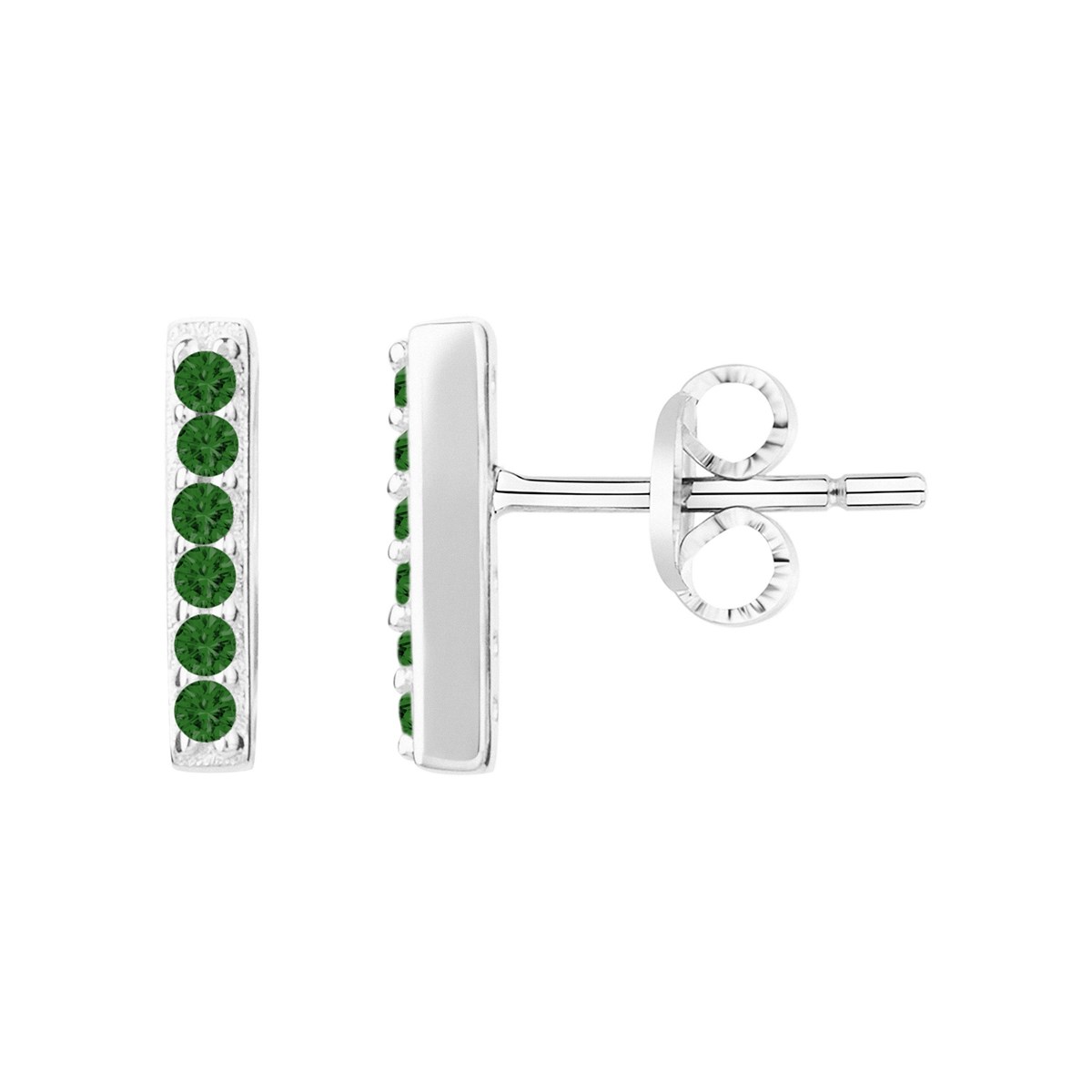 Boucles d'oreilles en Argent avec oxyde de zirconium vert emeraude