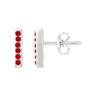 Boucles d'oreilles en Argent avec oxyde de zirconium rouge rubis