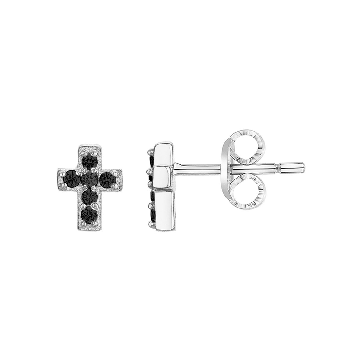 Boucles d'oreilles clous en Argent avec oxyde de zirconium noir