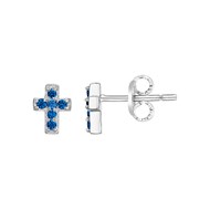 Boucles d'oreilles clous en Argent avec oxyde de zirconium bleu saphir