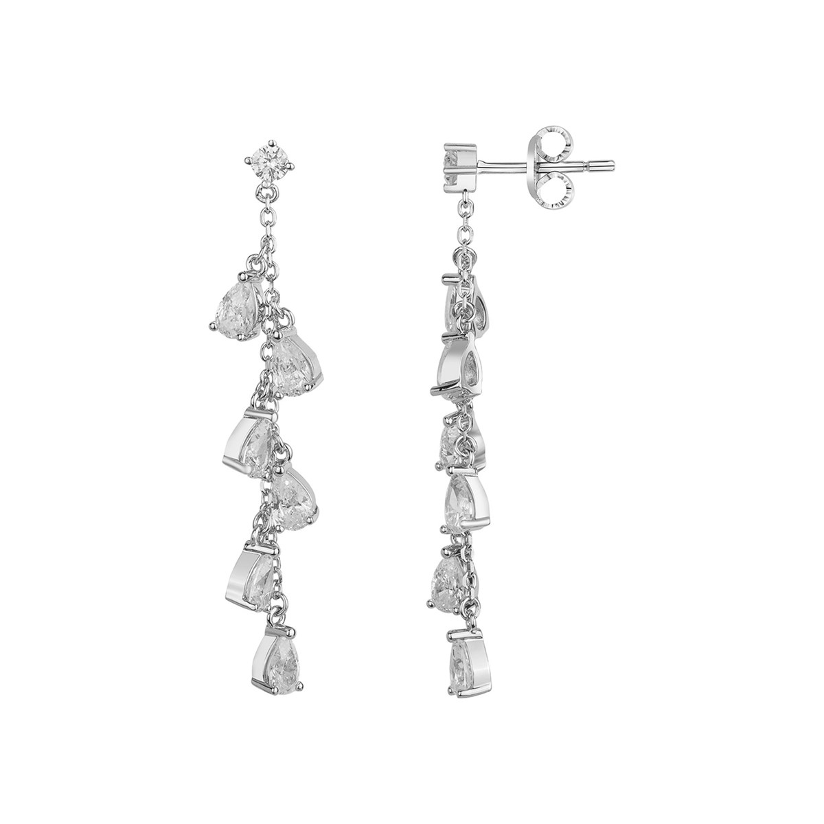 Boucles d'oreilles en Argent avec oxyde de zirconium blanc