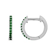 Créoles en Argent avec oxyde de zirconium vert emeraude