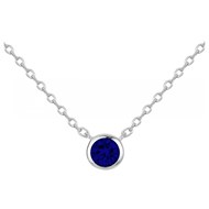 Collier mono-motif en Argent avec oxyde de zirconium bleu saphir
