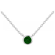 Collier mono-motif en Argent avec oxyde de zirconium vert emeraude