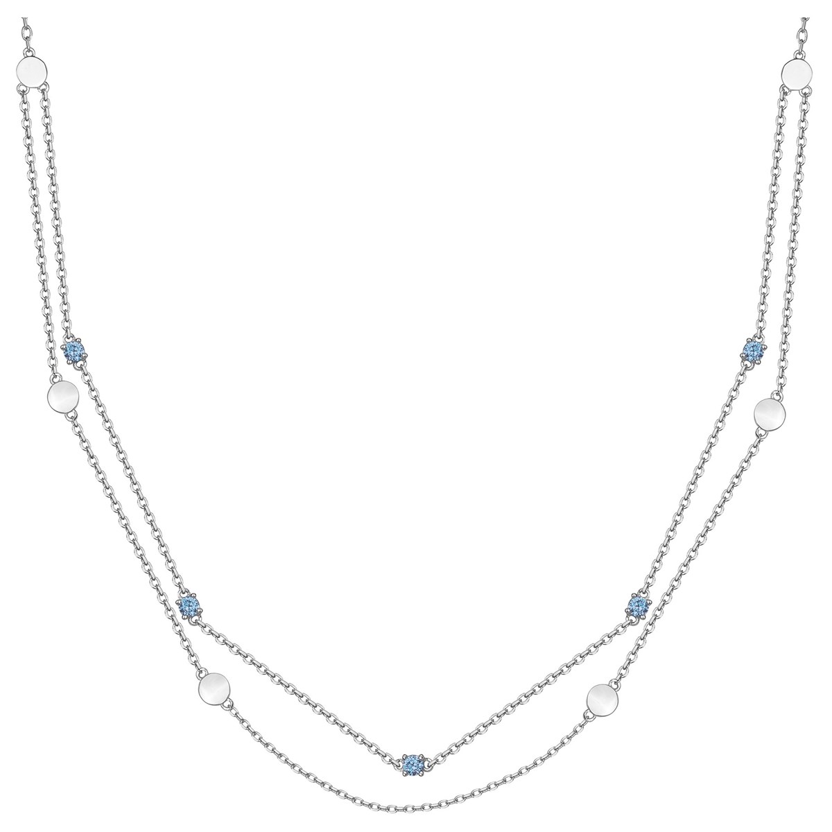 Collier double chaînes en Argent avec oxyde de zirconium bleu topaze