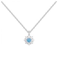 Collier mono-motif en Argent avec oxyde de zirconium bleu topaze