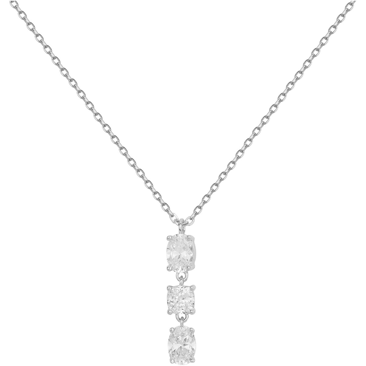 Collier mono-motif en Argent avec oxyde de zirconium blanc