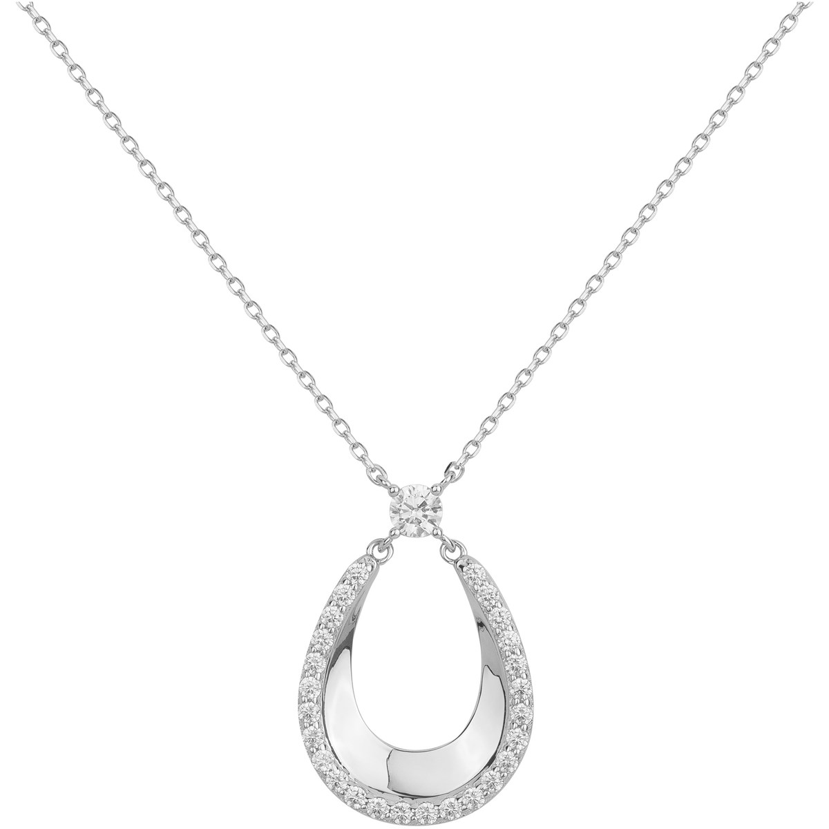 Collier mono-motif en Argent avec oxyde de zirconium blanc