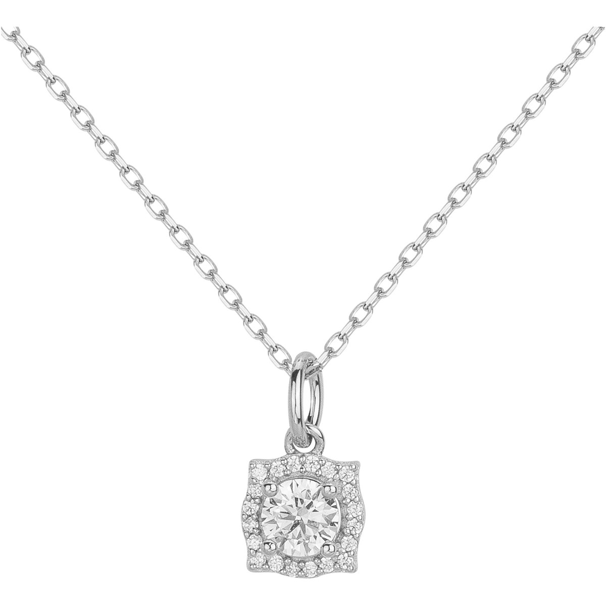 Collier mono-motif en Argent avec oxyde de zirconium blanc