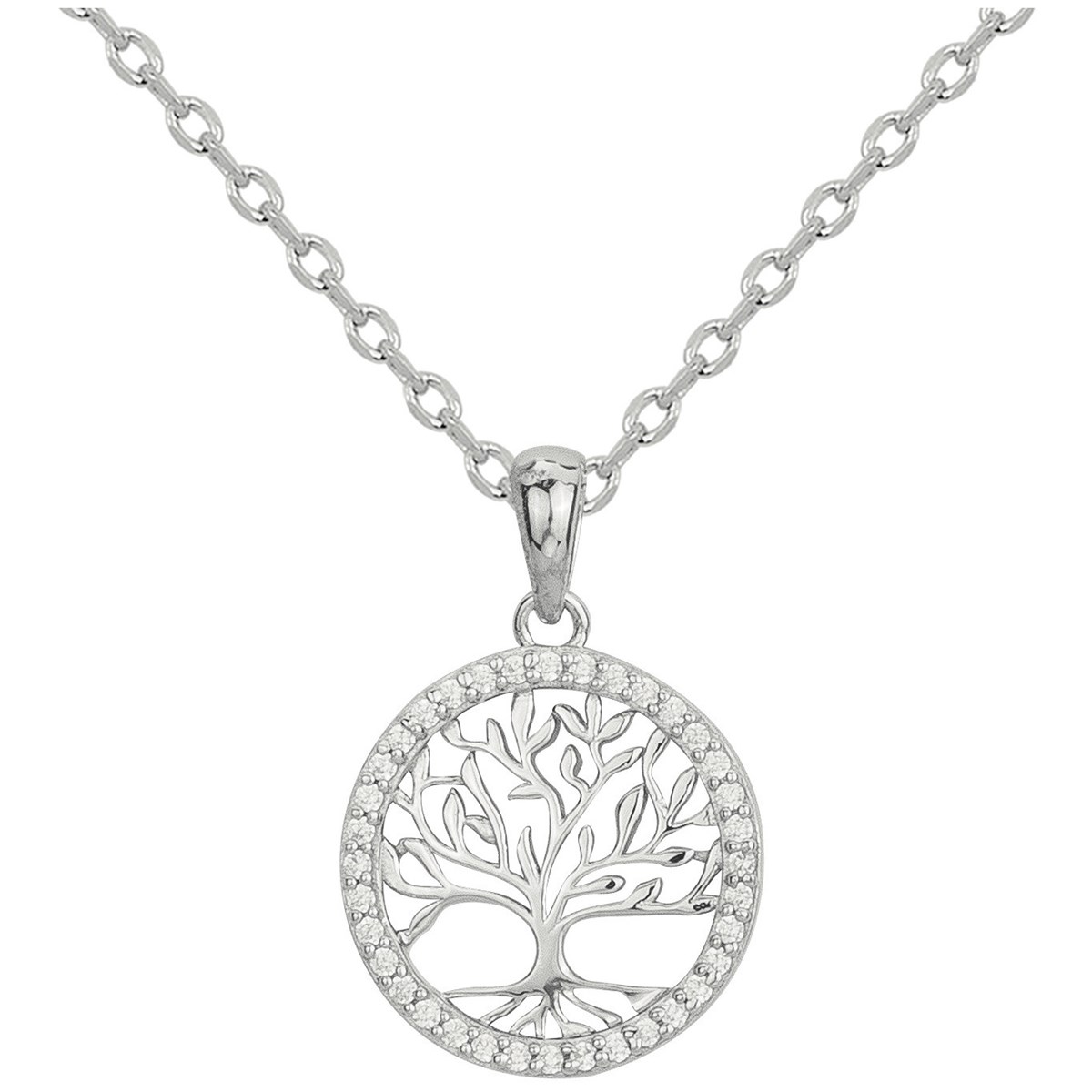 Collier mono-motif en Argent avec oxyde de zirconium blanc