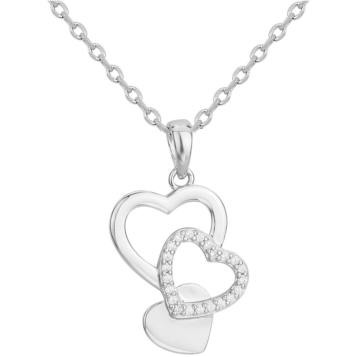 Collier mono-motif en Argent avec oxyde de zirconium blanc