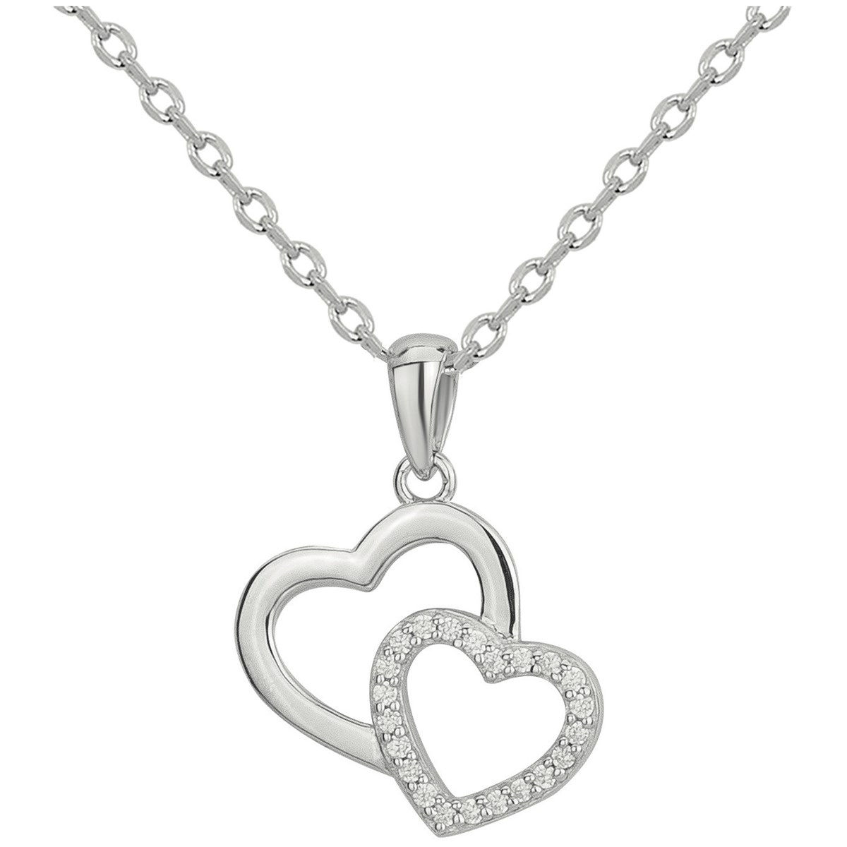 Collier mono-motif en Argent avec oxyde de zirconium blanc