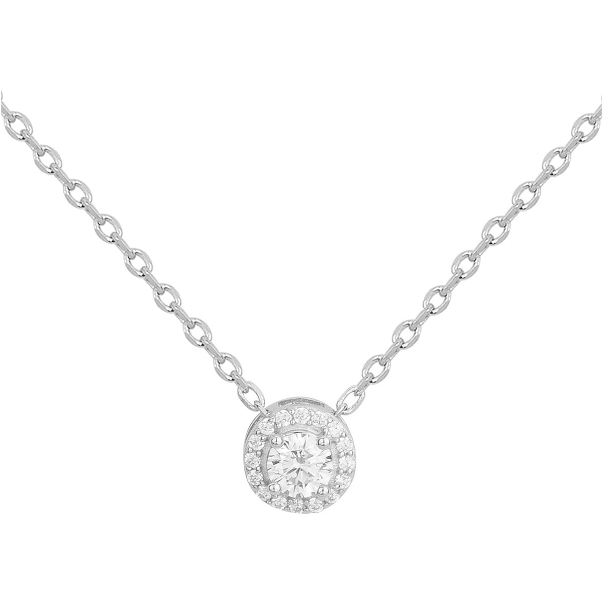 Collier mono-motif en Argent avec oxyde de zirconium blanc