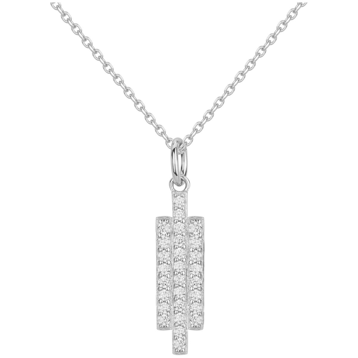 Collier mono-motif en Argent avec oxyde de zirconium blanc