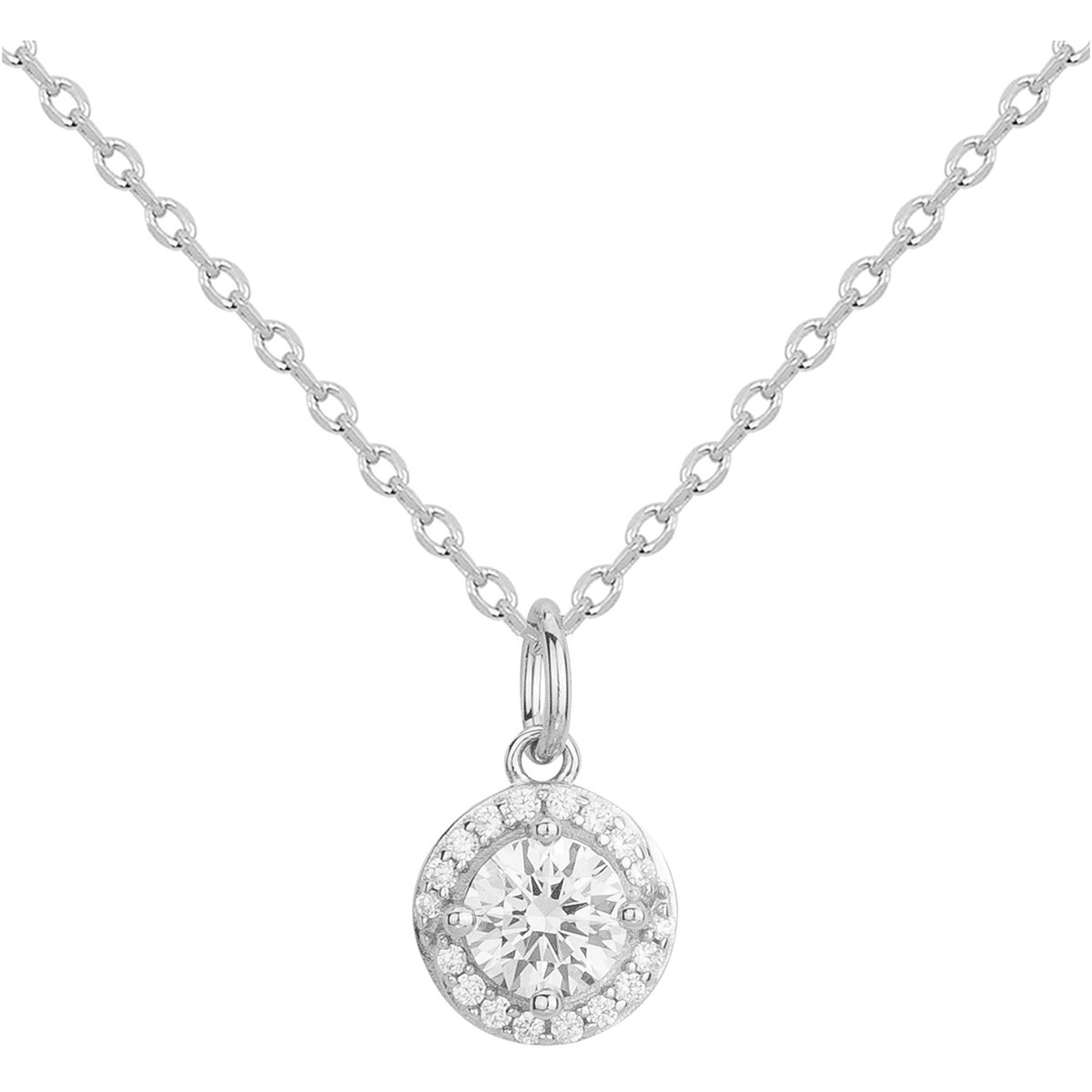 Collier mono-motif en Argent avec oxyde de zirconium blanc