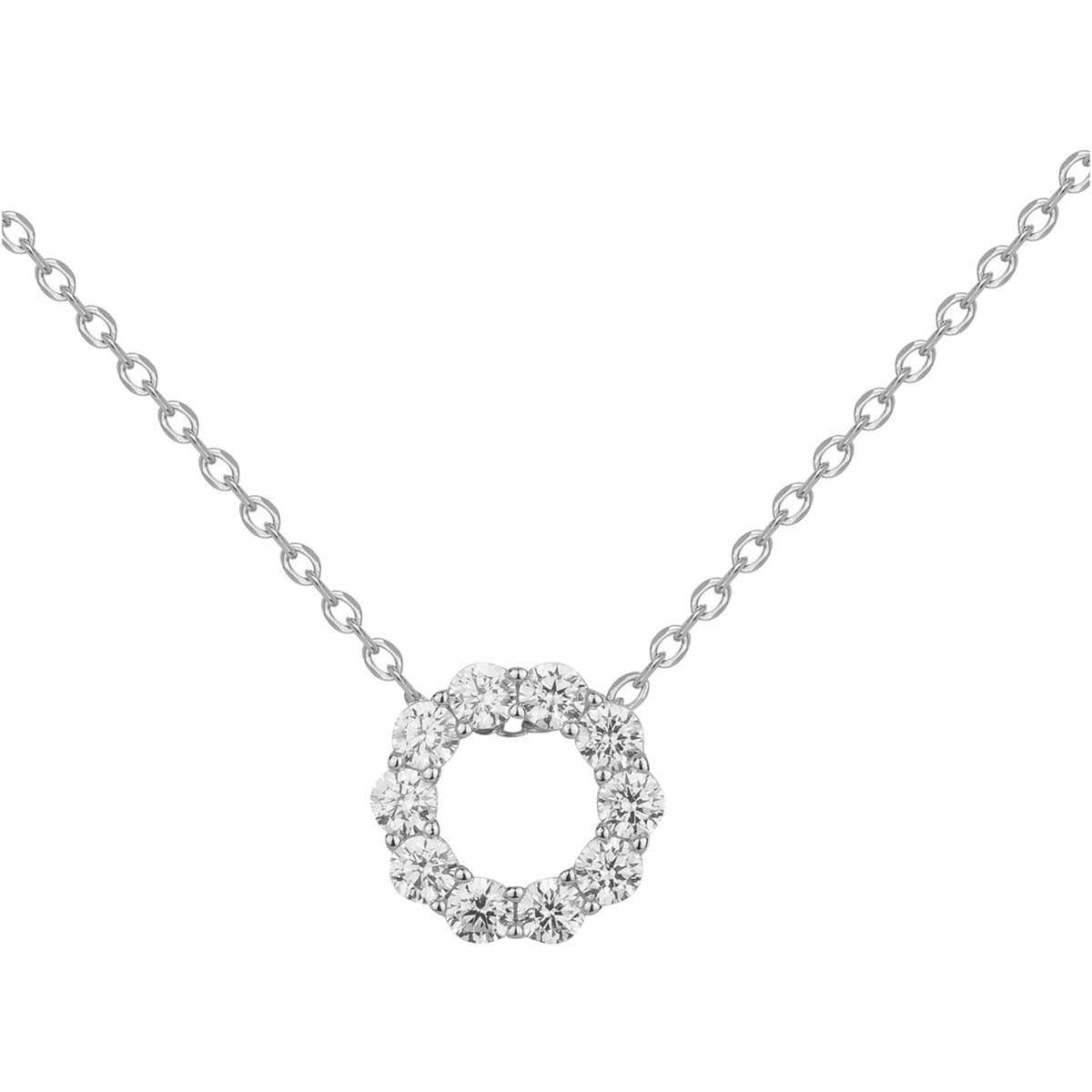 Collier mono-motif en Argent avec oxyde de zirconium blanc