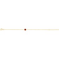 Bracelet souple mono-motif en Plaqué Or avec oxyde de zirconium rouge rubis