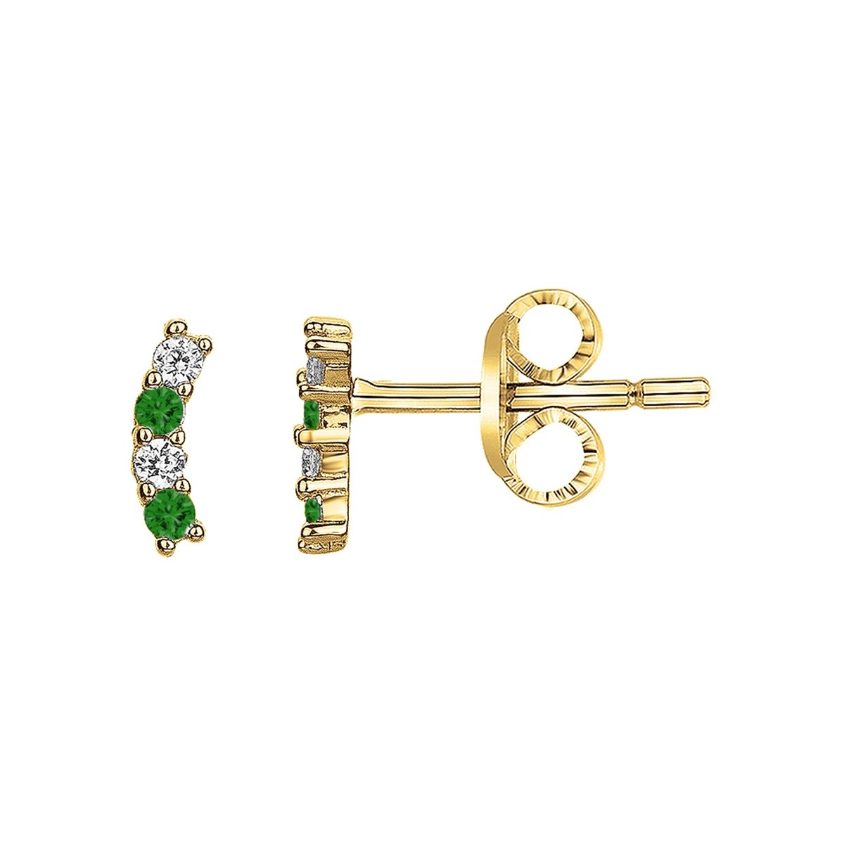 Boucles d'oreilles en Plaqué Or avec oxyde de zirconium vert emeraude