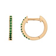 Créoles en Plaqué Or avec oxyde de zirconium vert emeraude