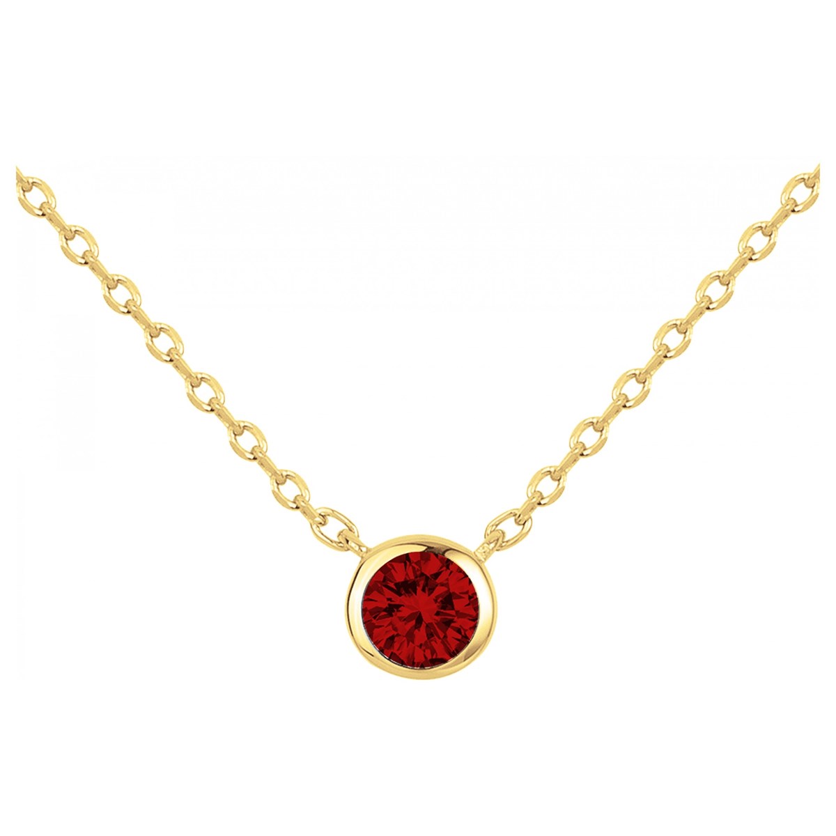 Collier en Plaqué Or avec spinelle rouge rubis