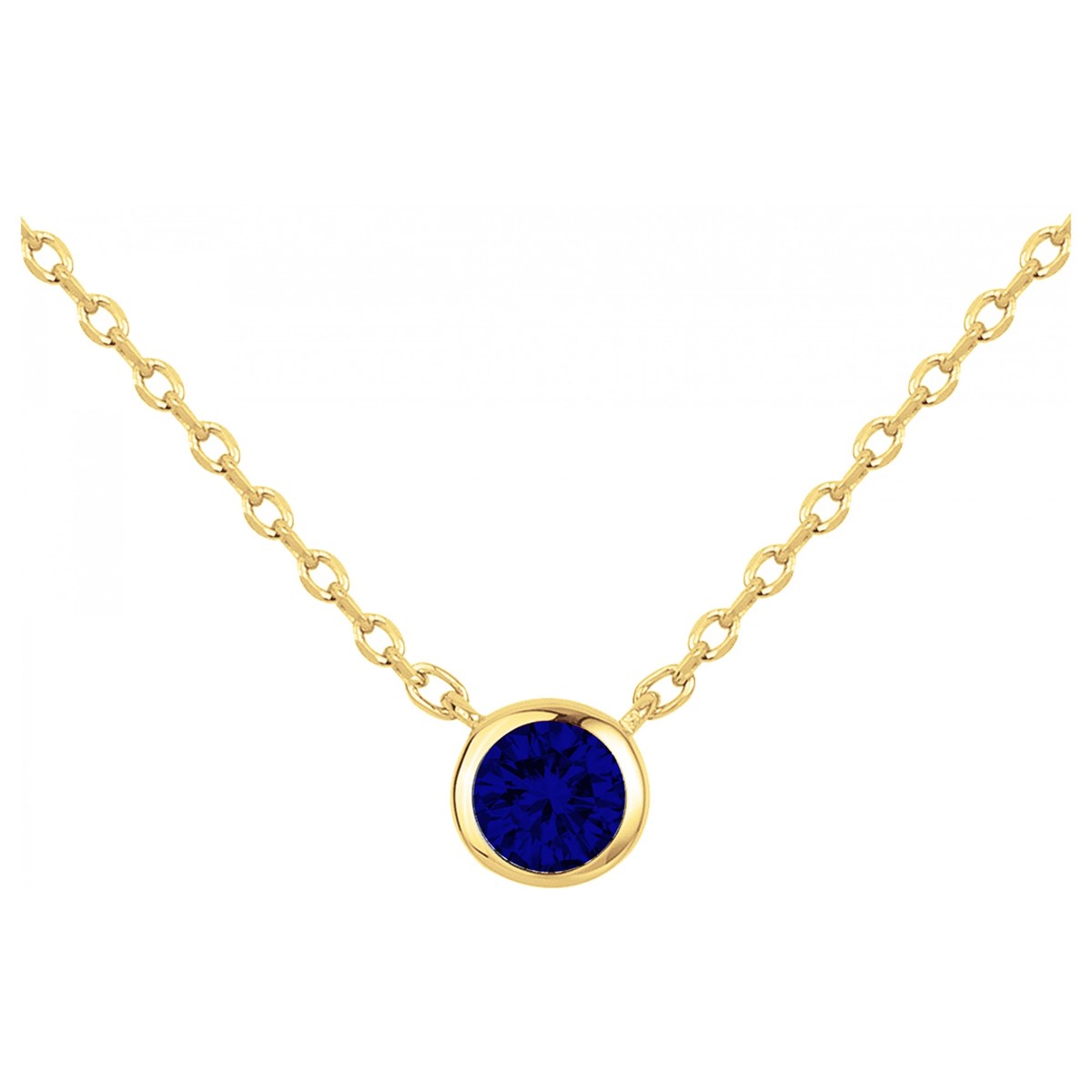 Collier en Plaqué Or avec spinelle bleu saphir