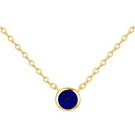 Collier mono-motif en Plaqué Or avec oxyde de zirconium bleu saphir