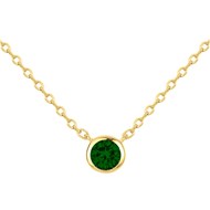 Collier mono-motif en Plaqué Or avec oxyde de zirconium vert emeraude