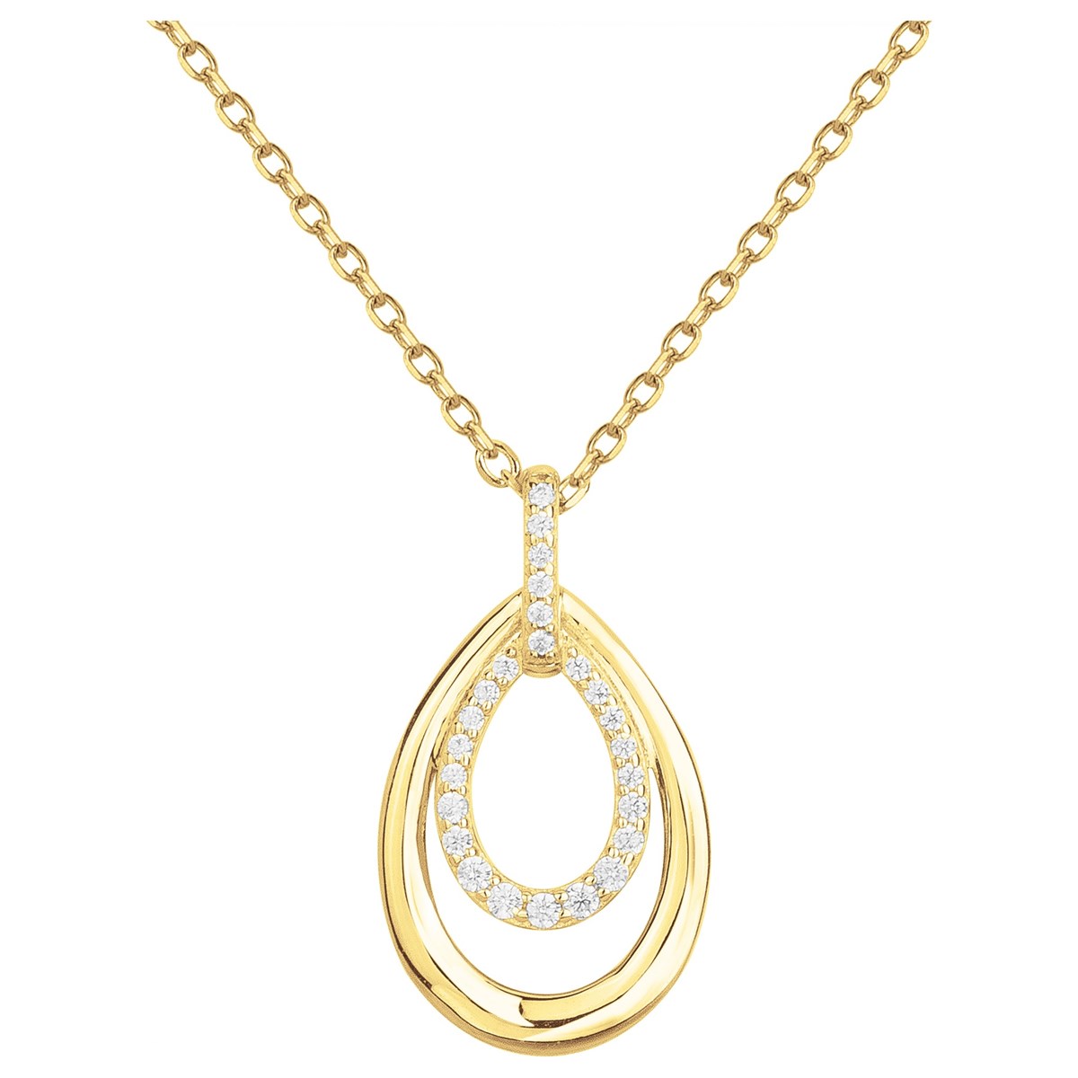 Collier en Plaqué Or avec oxyde de zirconium blanc