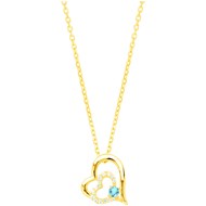 Collier en Plaqué Or avec oxyde de zirconium bleu topaze