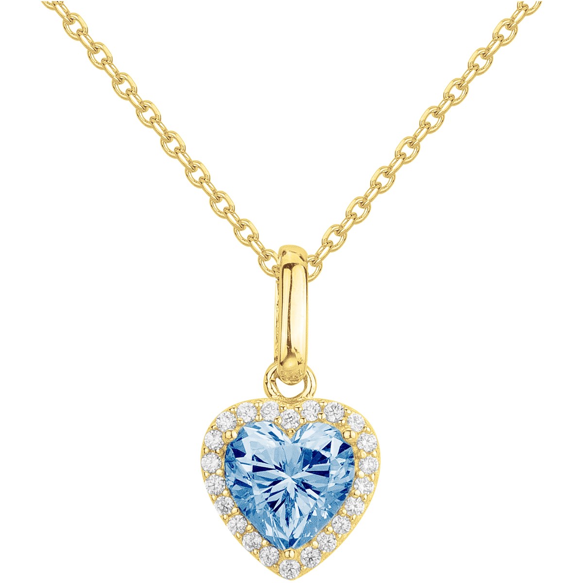 Collier en Plaqué Or avec oxyde de zirconium bleu topaze