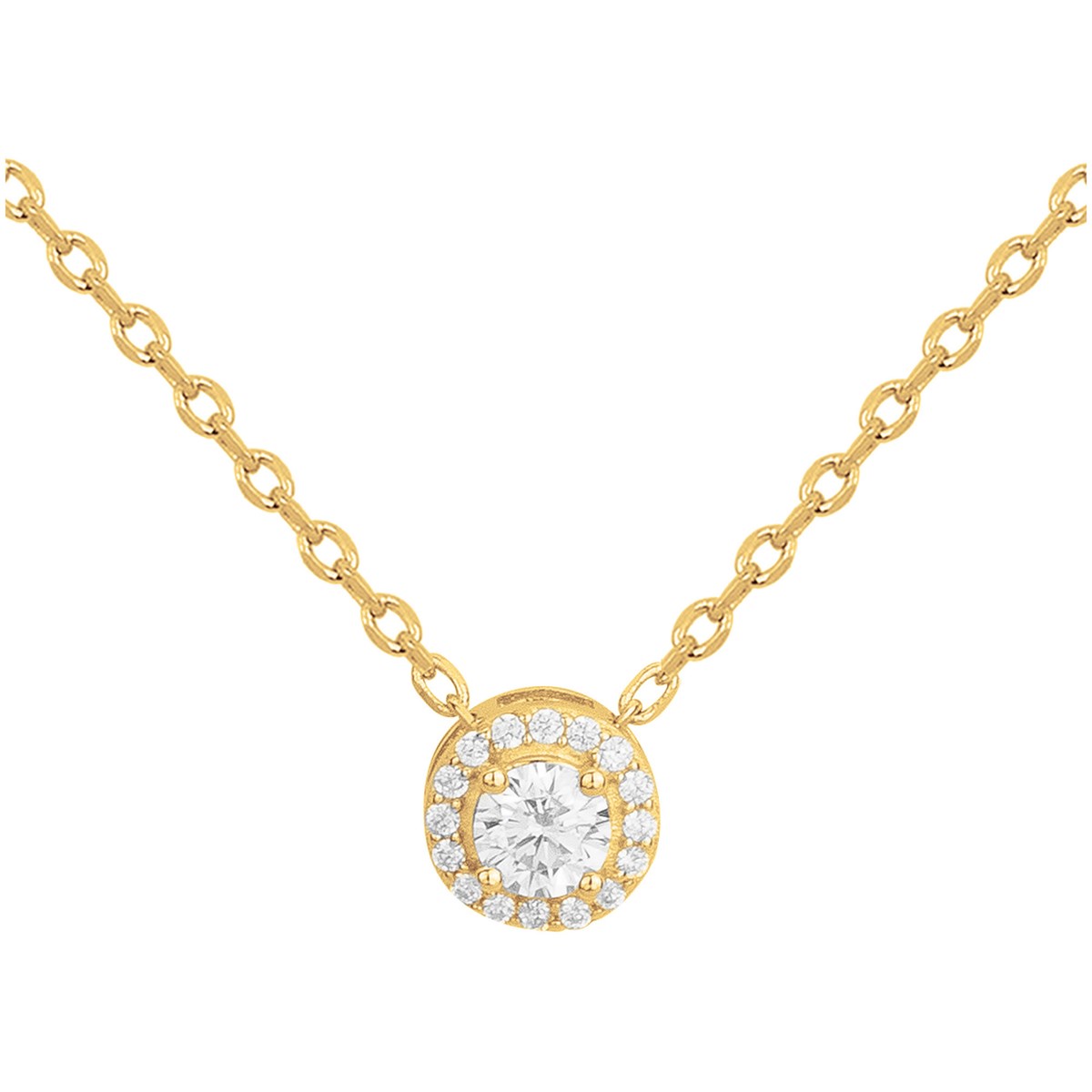 Collier en Plaqué Or avec oxyde de zirconium blanc