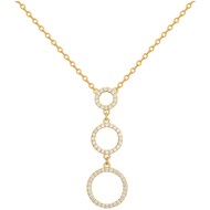 Collier Y en Plaqué Or avec oxyde de zirconium blanc