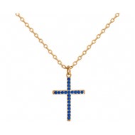 Collier mono-motif en Plaqué Or avec spinelle bleu saphir
