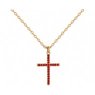 Collier mono-motif en Plaqué Or avec oxyde de zirconium rouge rubis