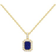 Collier mono-motif en Plaqué Or avec spinelle bleu saphir