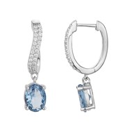 Boucles d'oreilles pendantes Joséphine en Argent avec oxyde de zirconium bleu topaze
