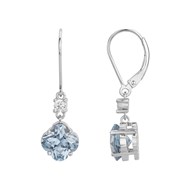 Boucles d'oreilles dormeuses en Argent avec oxyde de zirconium bleu topaze