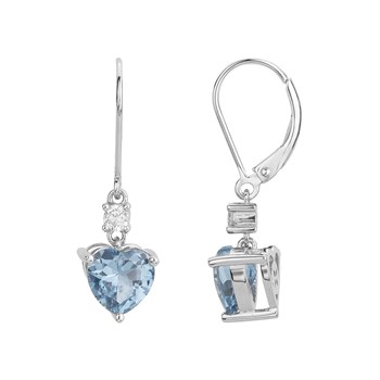 Boucles d'oreilles dormeuses en Argent avec oxyde de zirconium bleu topaze
