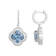 Boucles d'oreilles créoles en Argent avec oxyde de zirconium bleu topaze