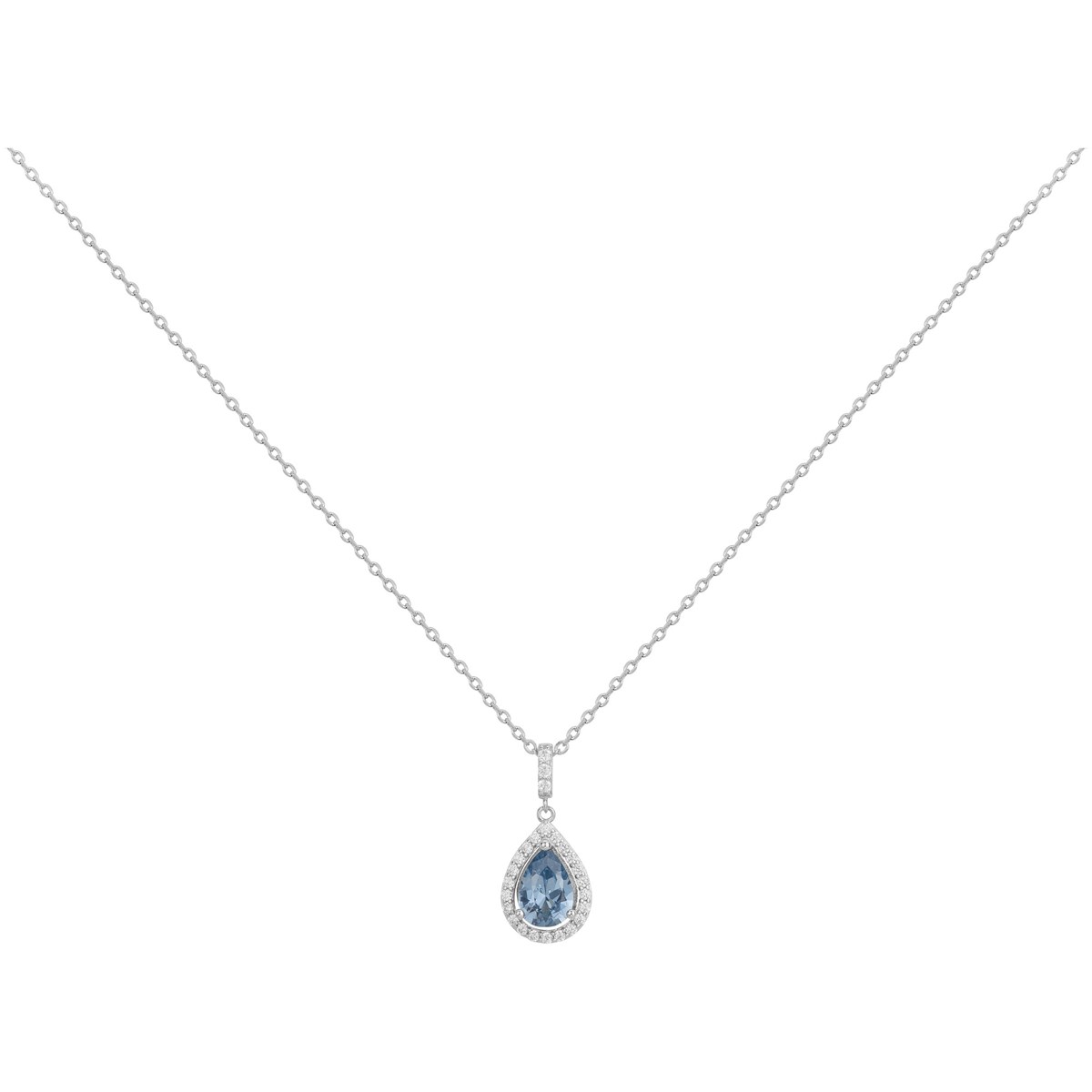 Collier en Argent avec oxyde de zirconium bleu topaze