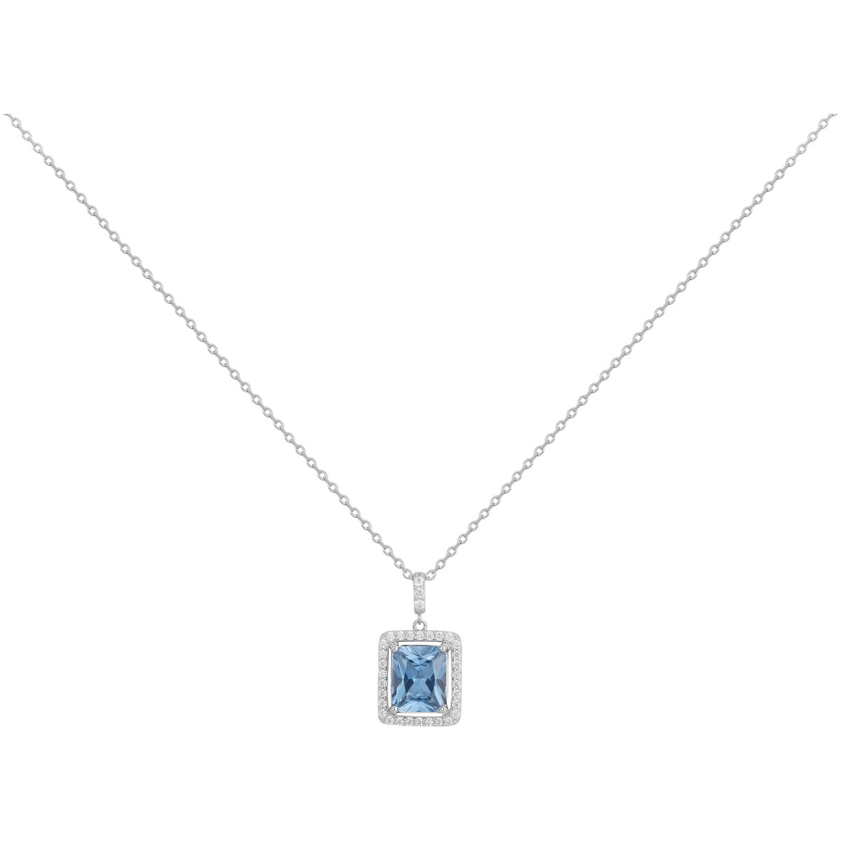 Collier en Argent avec oxyde de zirconium bleu topaze