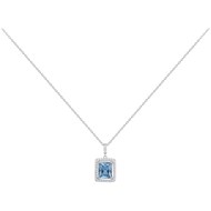 Collier Emilie en Argent avec oxyde de zirconium bleu topaze