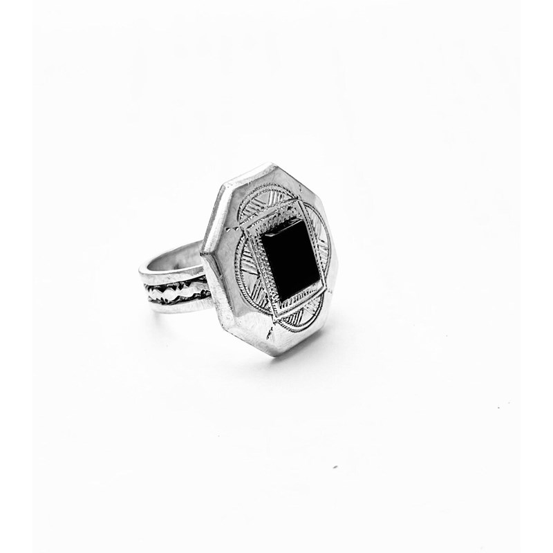 Bague touareg agate noire - vue 4