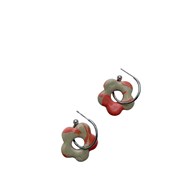 Boucles d'oreilles, créoles fleur rose - Modèle unique artisanal