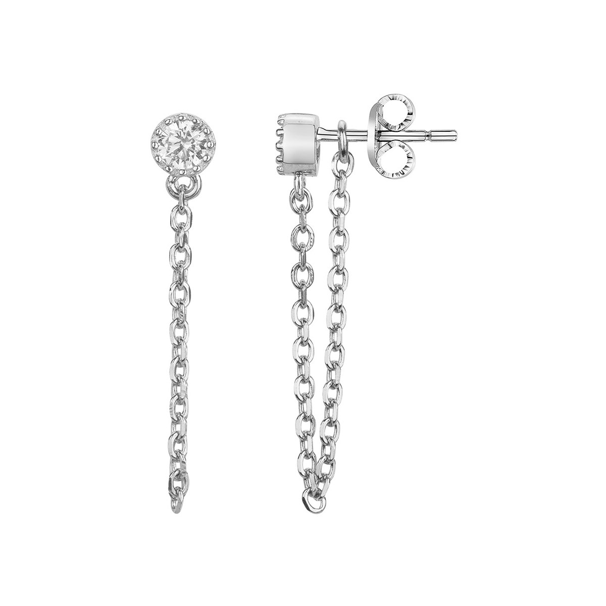 Boucles d'oreilles pendantes en Argent avec oxyde de zirconium blanc