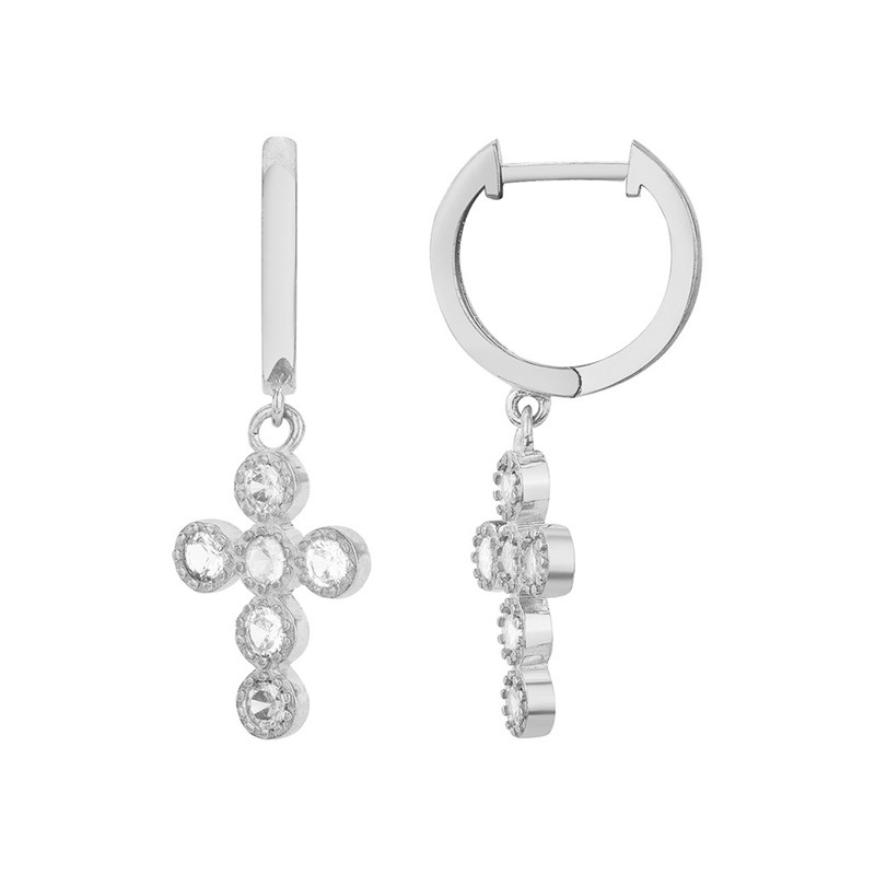 Boucles d'oreilles en Argent avec oxyde de zirconium blanc